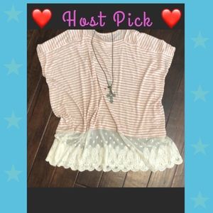 🌸▶️  Long pink and cream striped tunic ◀️🌸